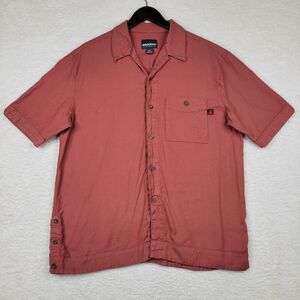 Woolrich Shirt Mens Large Orange Elite‎ Series Short Sleeve Button Front